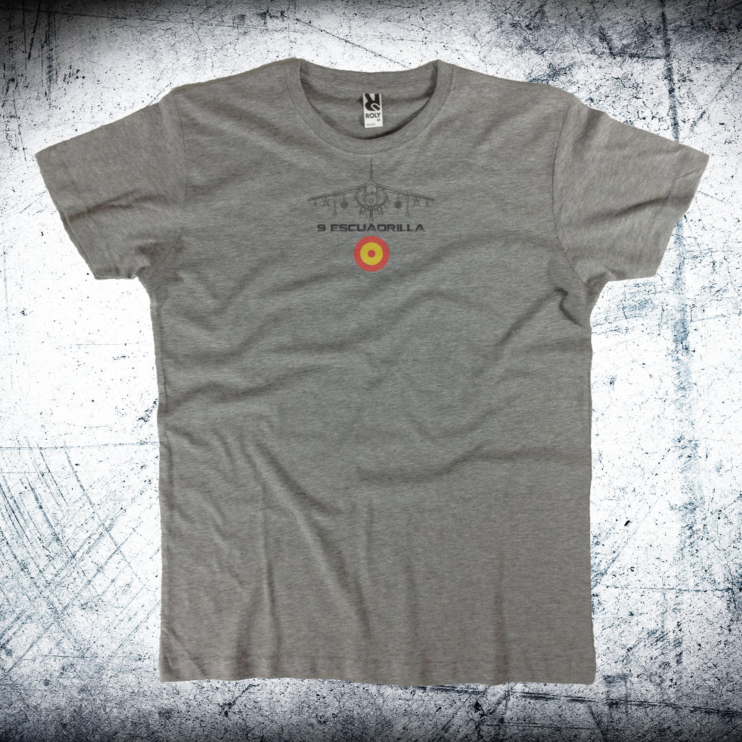 Camiseta 9ª Escuadrilla Escarapela Trasera color gris vigore - AV-8B Harrier II Escuadrones