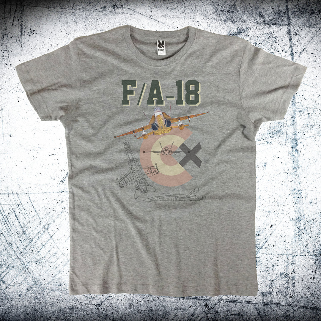 Camiseta Ala 46 Escarapela F-18 Hornet en color Gris Vigore - Escuadrón Aviación Militar