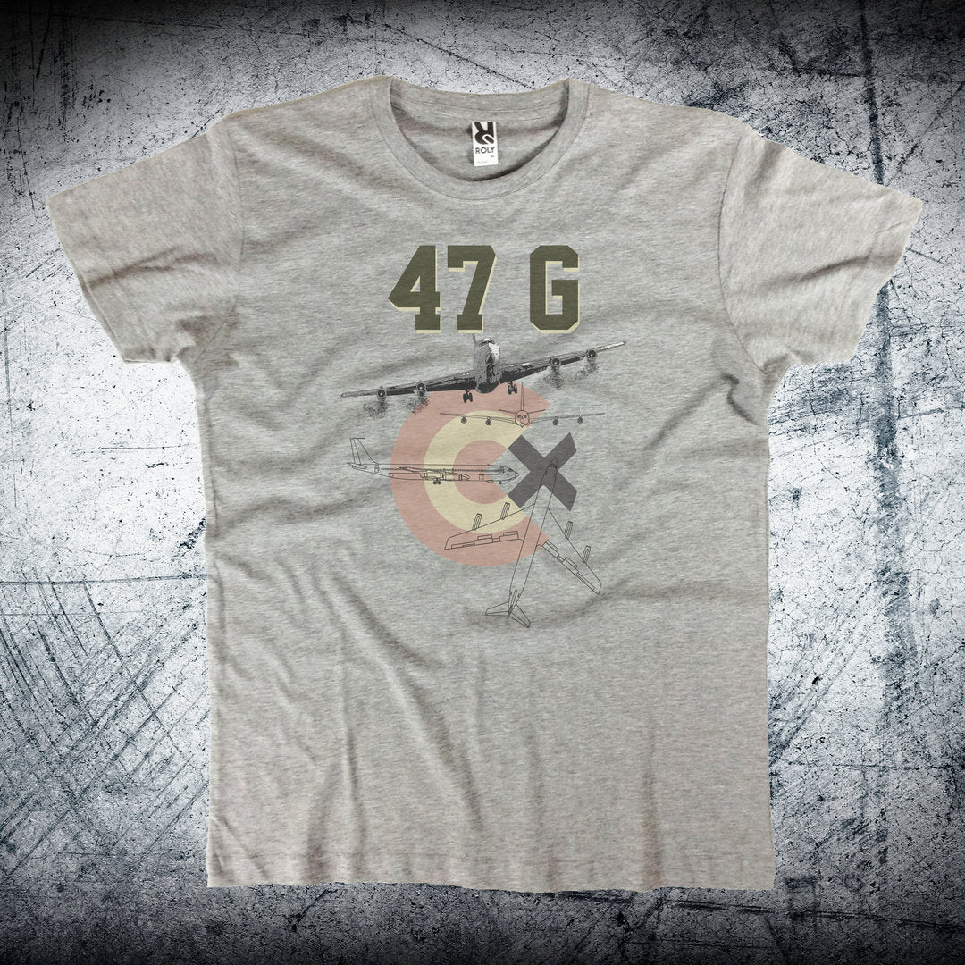 Camiseta 47 Grupo con escarapela y Boeing 707 en color gris vigore - Estampación HD aviación militar