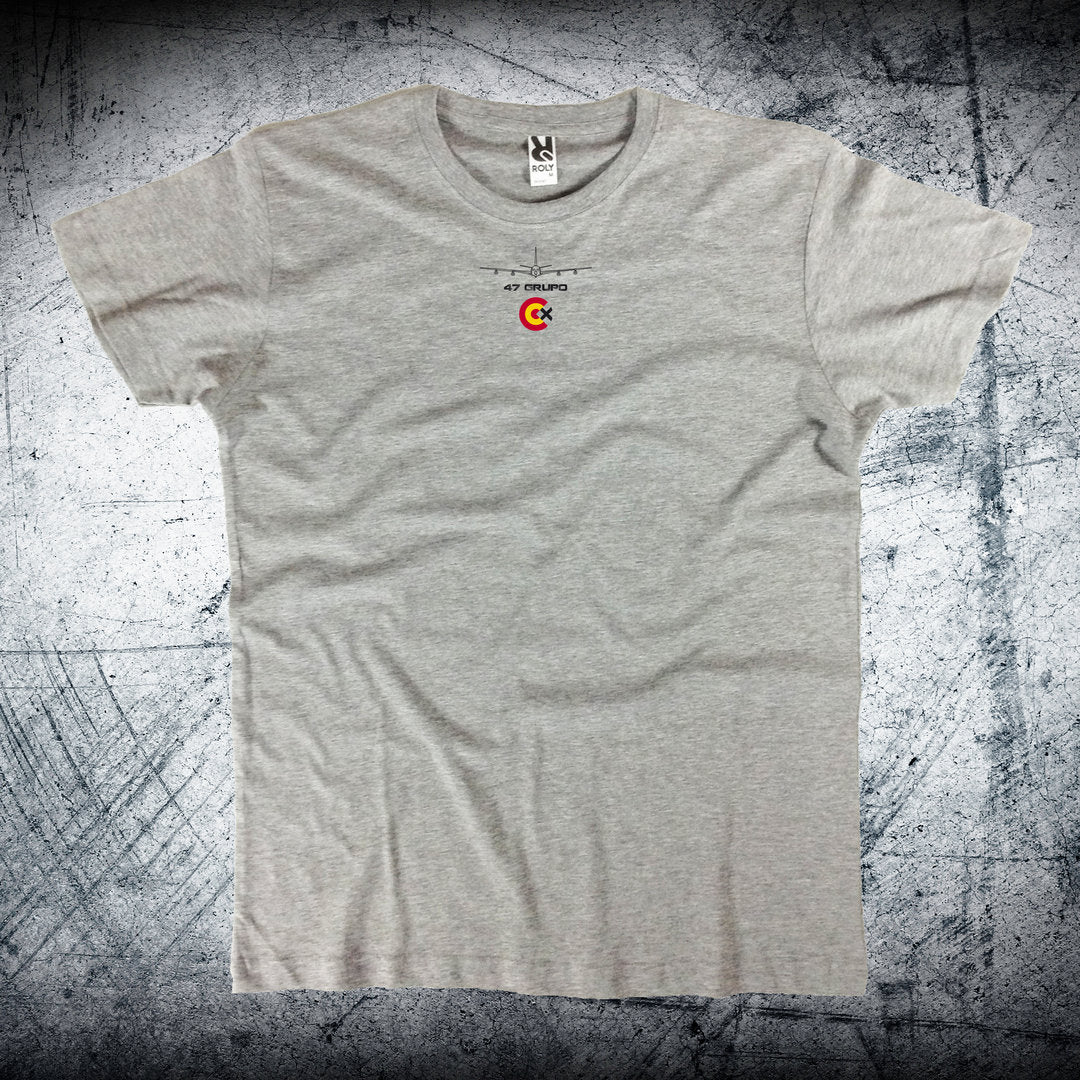 Camiseta 47 Grupo personalizable con escarapela y Boeing 707 en color gris vigore - Estampación HD aviación militar