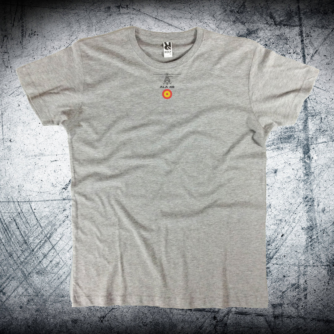 Camiseta Ala 48 SAR personalizable en color gris vigore - Escarapela y helicóptero rescate