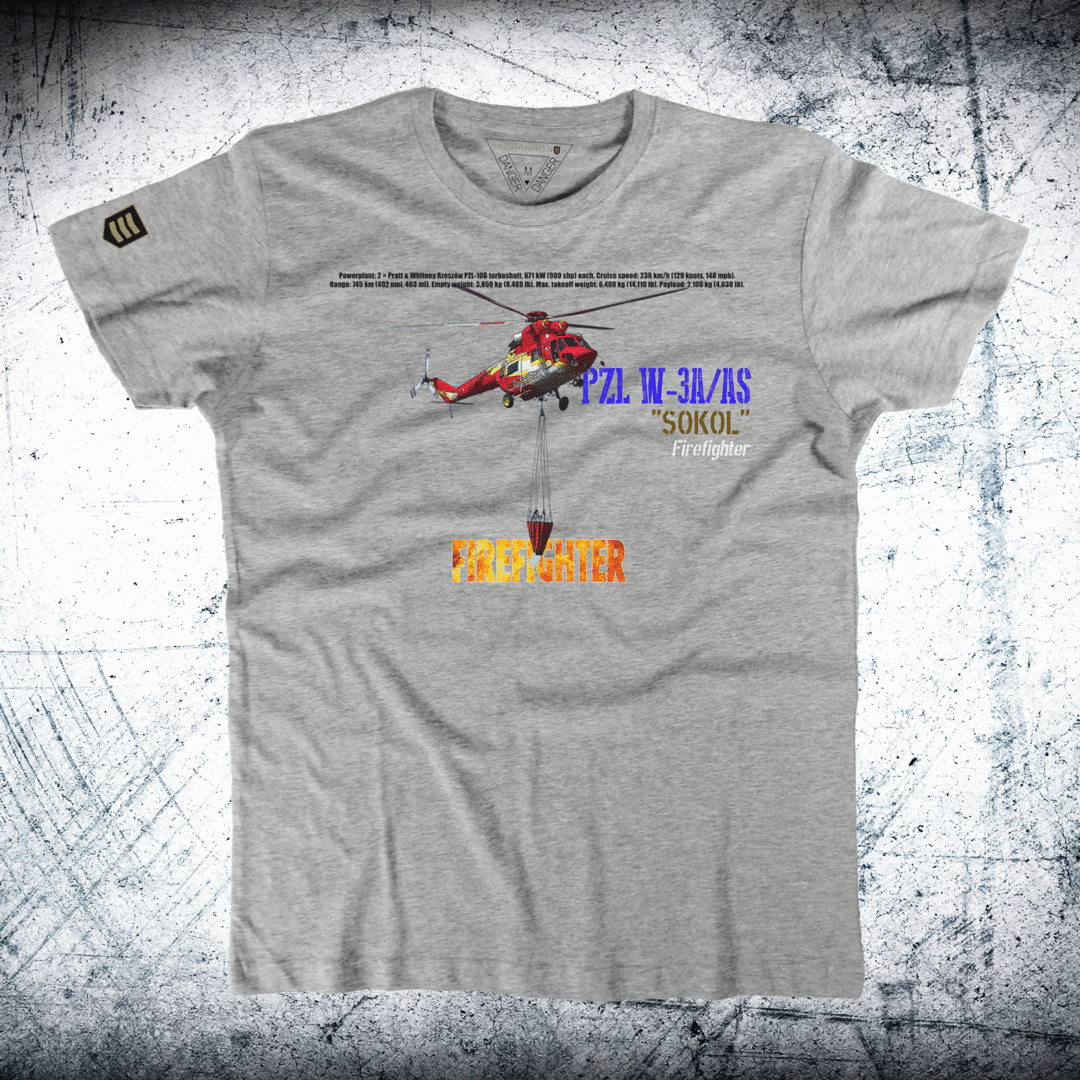 Camiseta Firefighter Sokol W-3A/AS - Color Gris Vigore - Helicóptero Bomberos Forestales