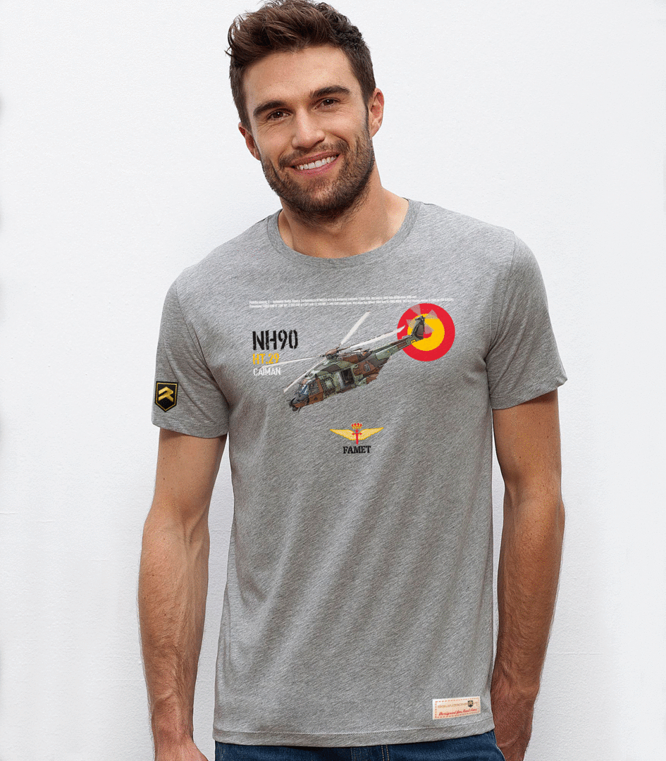 Camiseta NH-90 FAMET Premium color gris jaspeado - Escuadrones®