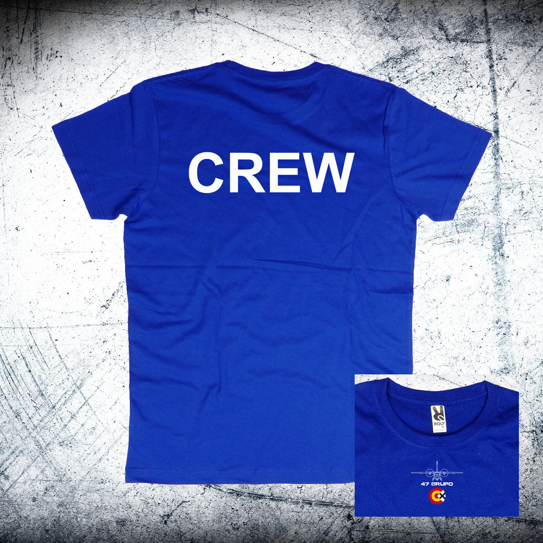 Camiseta 47 Grupo Trasera Crew C-212 Aviocar - Color Azul Royal - Unidad Transporte Táctico España