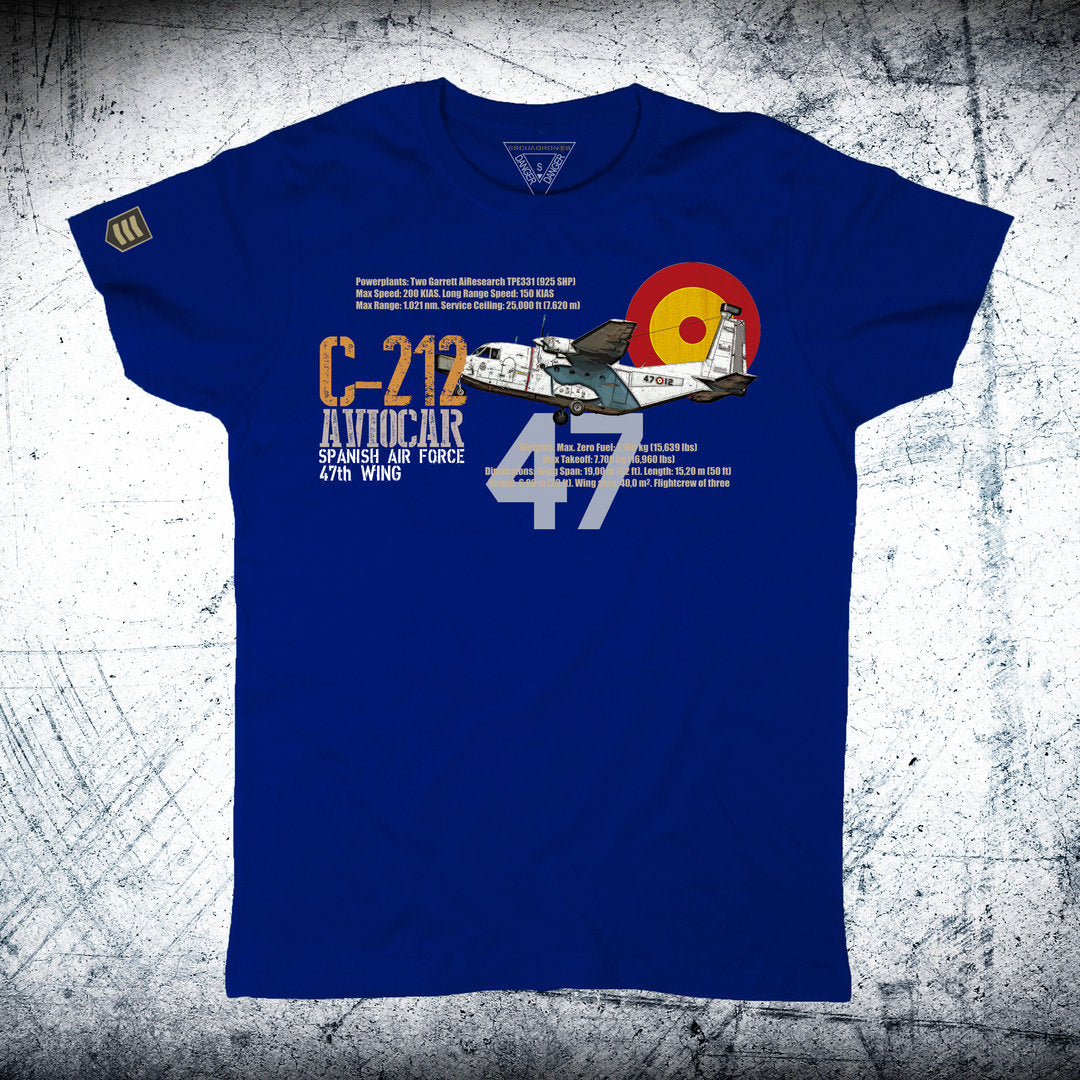 Camiseta 47 Grupo C-212 Aviocar Performance - Color Azul Royal - Unidad Transporte Táctico España