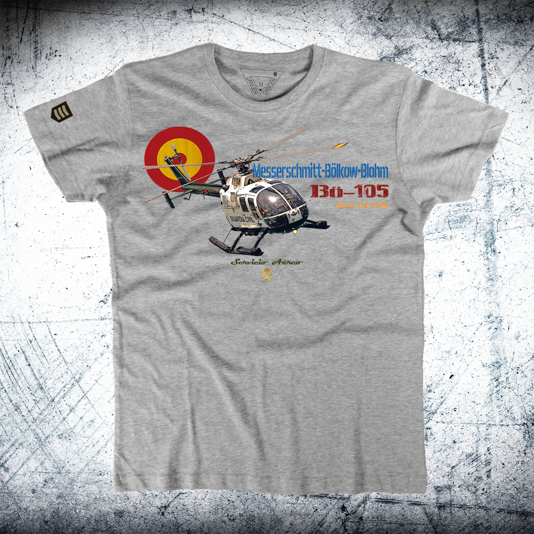 Camiseta Bö-105 Guardia Civil - Color Gris Vigore - Aviación Histórica Seguridad Pública