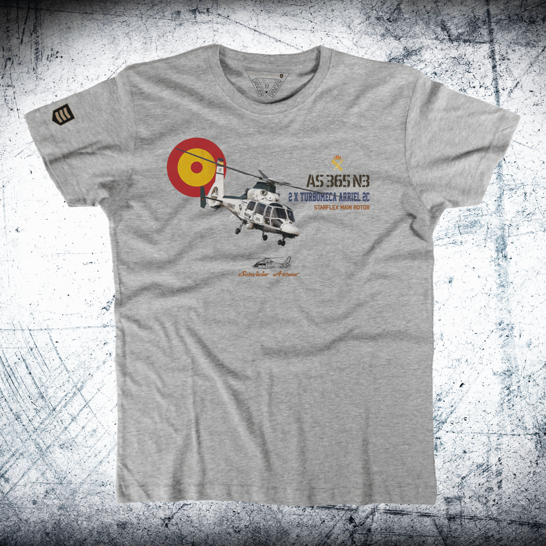 Camiseta Dauphin AS 365 Guardia Civil - Color Gris Vigore - Aviación Seguridad Pública
