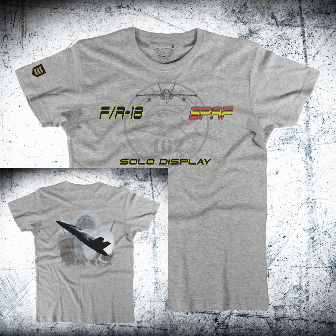 Camiseta SOLO DISPLAY Ala 46 en color gris vigoré - Diseño exclusivo F-18 Hornet acrobacia aérea