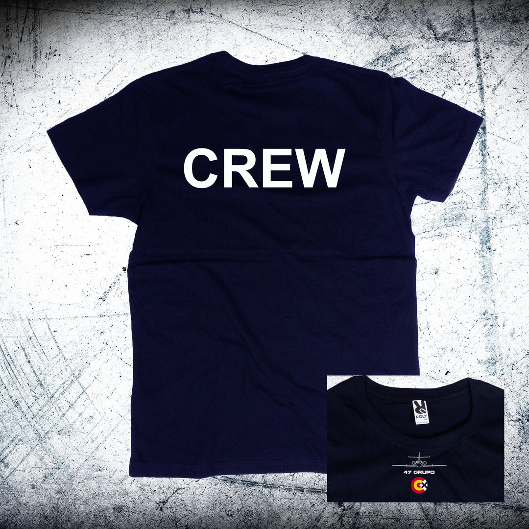 Camiseta 47 Grupo FALCON Diseño Trasera CREW color azul marino - Tripulación aviación militar Ejército del Aire