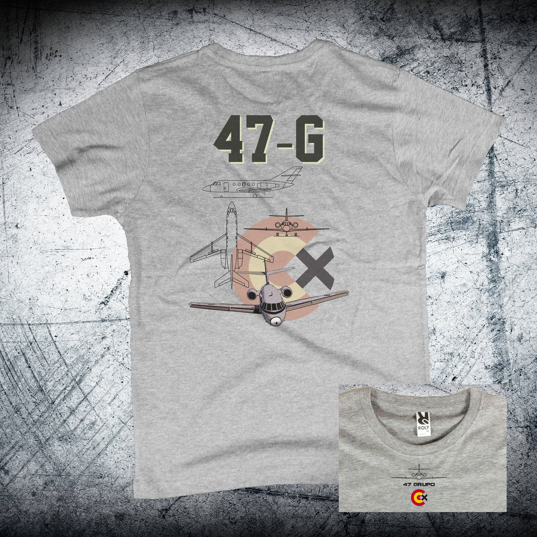 Camiseta 47 Grupo FALCON Diseño Trasera Escarapela color gris vigore - Aviación militar Ejército del Aire