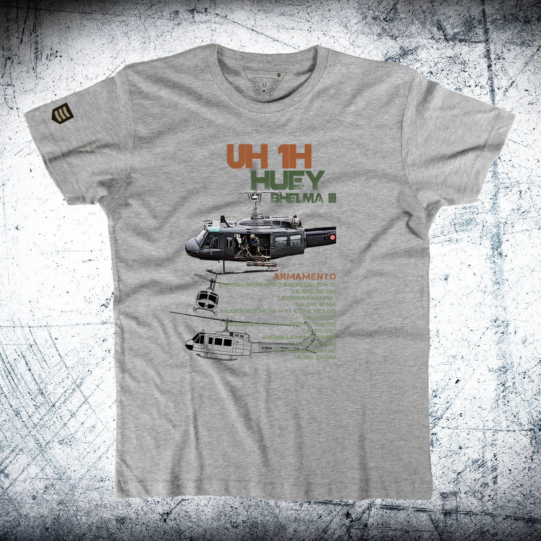 Camiseta Ordnance HUEY BHELMA III color gris vigore - Esquema armamento helicóptero FAMET Ejército de Tierra