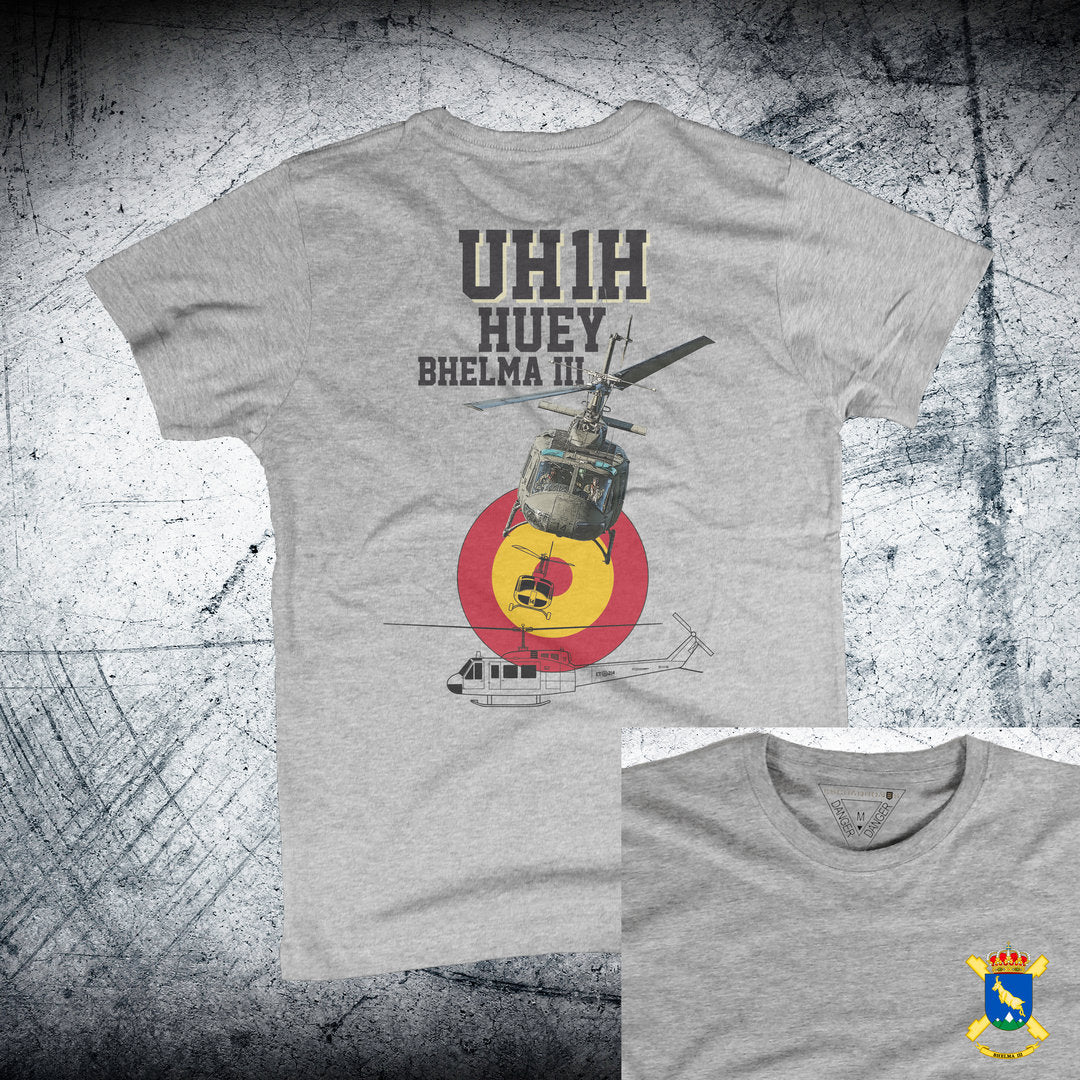 Camiseta BHELMA III Escarapela Trasera color gris vigore - Helicóptero Huey FAMET Ejército de Tierra