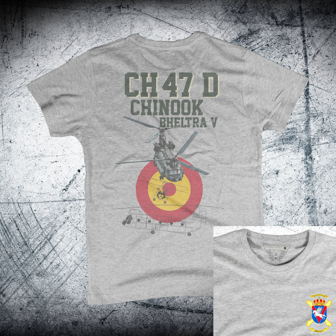 Camiseta CHINOOK BHELTRA V Escarapela Trasera color gris vigore - Aviación militar helicóptero transporte