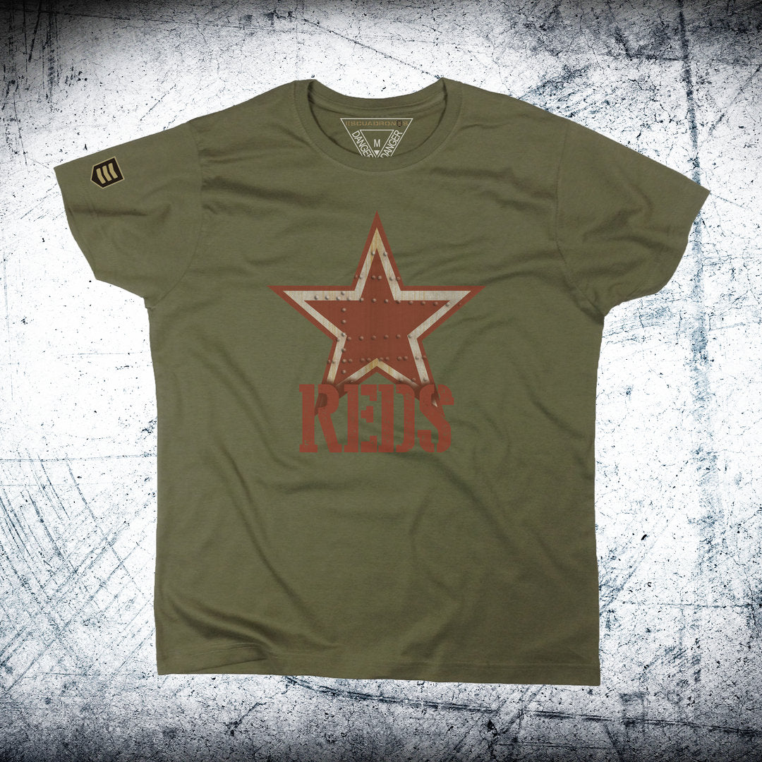 Camiseta Aggressor Reds color caqui - Escuadrón agresor combate aéreo estampación HD