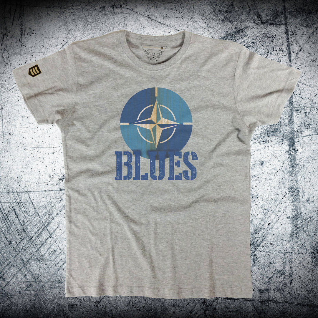 Camiseta Aggressor Blues color gris vigore - Escuadrón agresor combate aéreo estampación HD