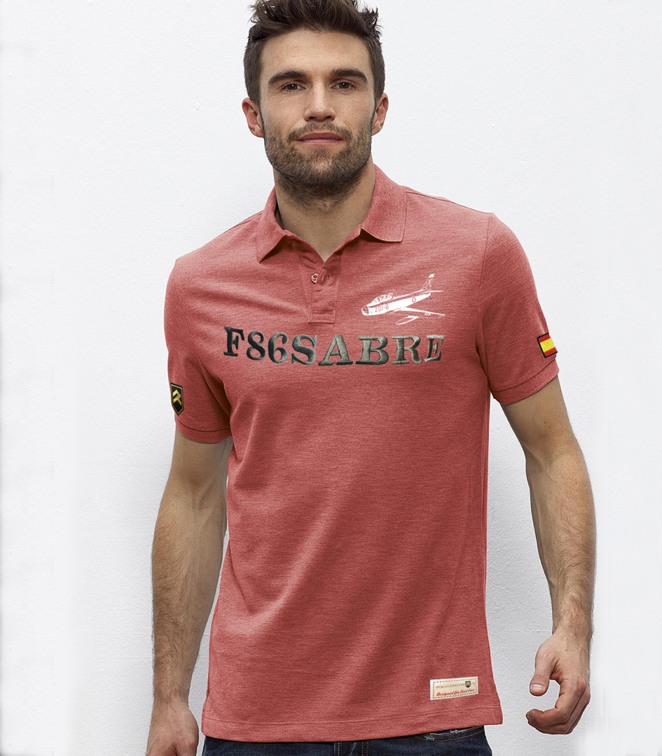 Polo piqué F-86 Sabre Ejército del Aire bordado color rojo - Vista frontal