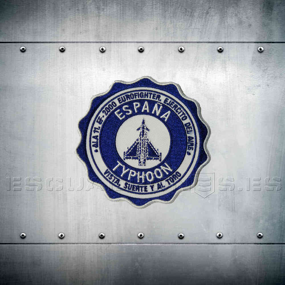 Parche bordado Ala 11 medallón TYPHOON azul 9cm sin velcro - Emblema circular