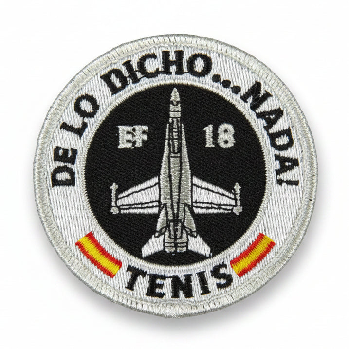 Parche bordado EF-18 Hornet escuadrón TENIS Ala 12 Torrejón 8cm velcro - Distintivo oficial aviación militar Ejército del Aire