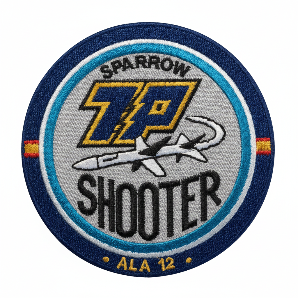 Parche bordado SPARROW SHOOTER Ala 12 Torrejón 8,5cm velcro - Distintivo AIM-7 Sparrow misil aire-aire F-18 Hornet Ejército del Aire