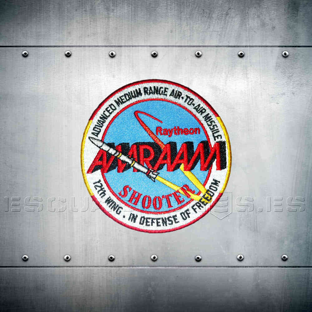 Parche bordado AMRAAM SHOOTER Ala 12 Torrejón 9cm - Distintivo AIM-120 misil aire-aire F-18 Hornet Ejército del Aire