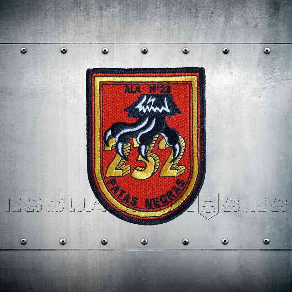 Parche bordado Garra Ala 23 Patas Negras - Insignia oficial escudo unidad caza icónica Talavera la Real Eurofighter