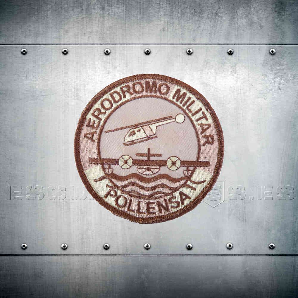 Parche bordado árido Aeródromo Militar de Pollensa con velcro - Insignia patrón desértico base aérea histórica Mallorca Islas Baleares