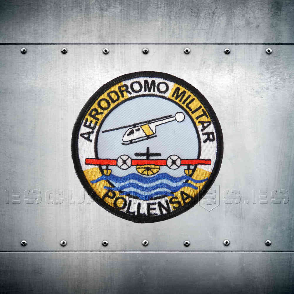 Parche bordado color Aeródromo Militar de Pollensa con velcro - Insignia oficial base aérea histórica Mallorca Islas Baleares