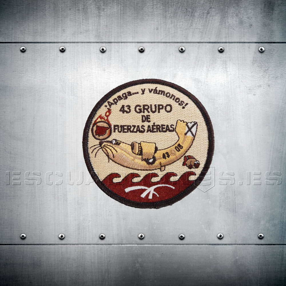 Parche bordado 43 Grupo árido con velcro - Insignia oficial patrón desértico unidad transporte táctico Ejército del Aire