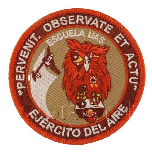 Parche bordado Búho Escuela UAS - Insignia oficial Escuela Sistemas Aeronaves Pilotadas Remotamente Base Aérea Matacán