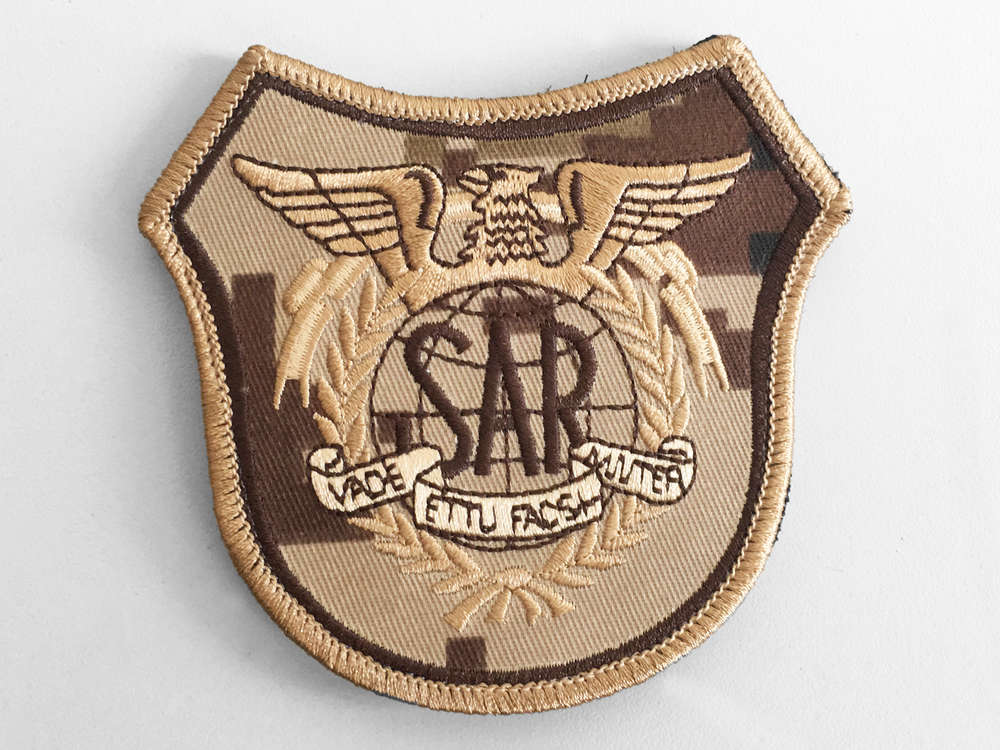 Parche bordado del emblema SAR con patrón árido y velcro, 9 cm de diámetro
