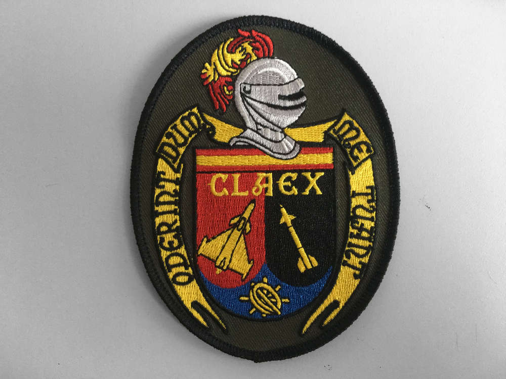 Parche bordado del escudo CLAEX Centro Logístico de Armamento y Experimentación con velcro, 10 cm de altura