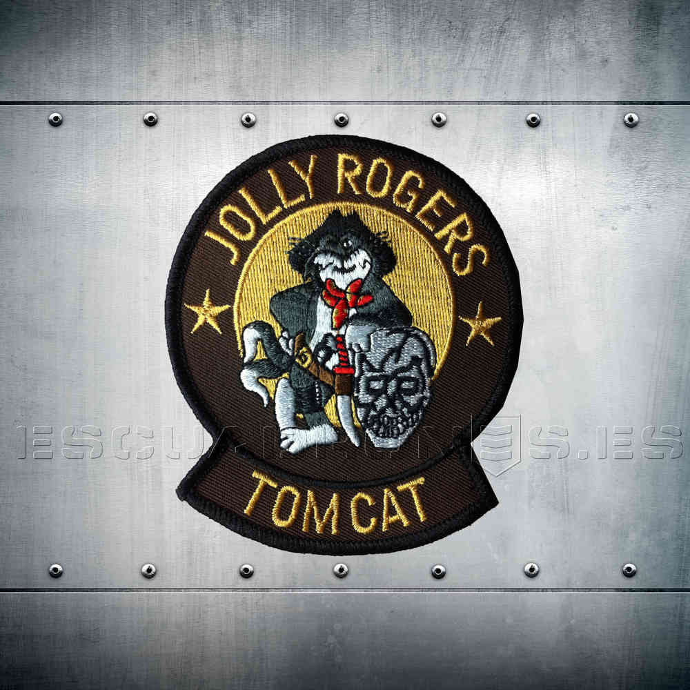 Parche bordado F-14 Tomcat JOLLY ROGERS 10,3cm - Escuadrón legendario US Navy aviación de combate