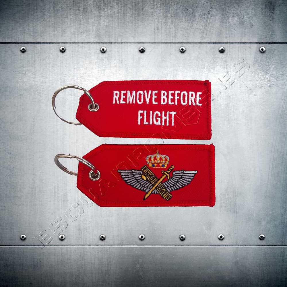 Llavero bordado Guardia Civil REMOVE BEFORE FLIGHT oficial Benemérita aviación