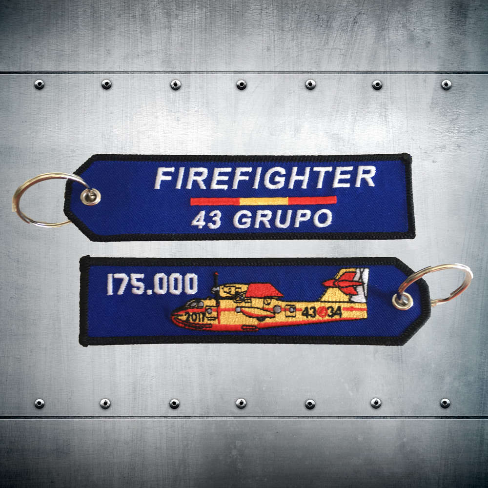 Llavero bordado conmemorativo 175.000 horas 43 Grupo Ala 37 con diseño auténtico y anilla metálica