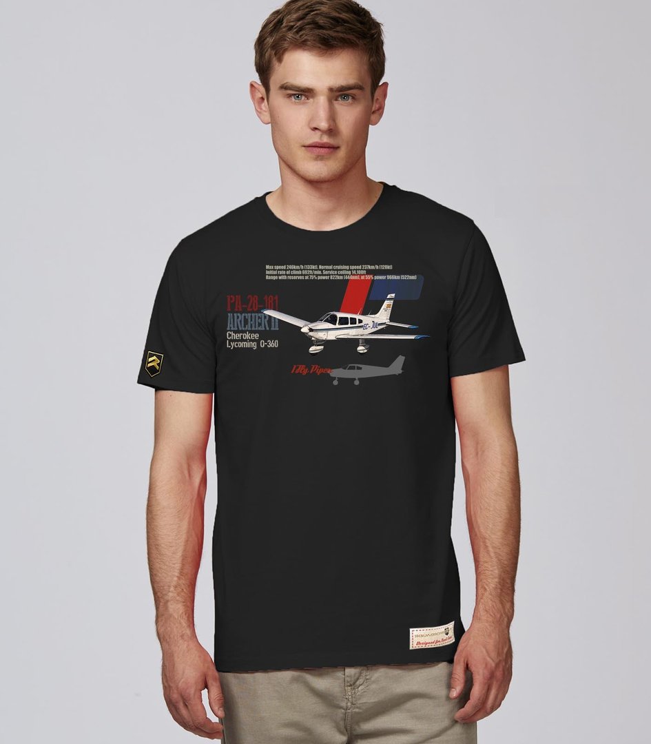 Camiseta Piper Cherokee Premium color negro - Escuadrones®
