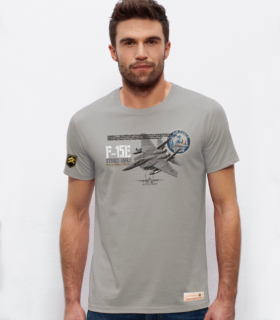 Camiseta F-15E Strike Eagle premium gris - McDonnell Douglas caza bombardero