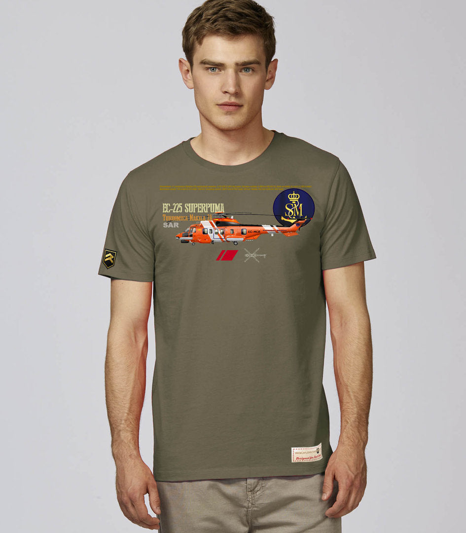 Camiseta EC-225 Superpuma Salvamento Marítimo caqui - Helicóptero emergencias marítimas