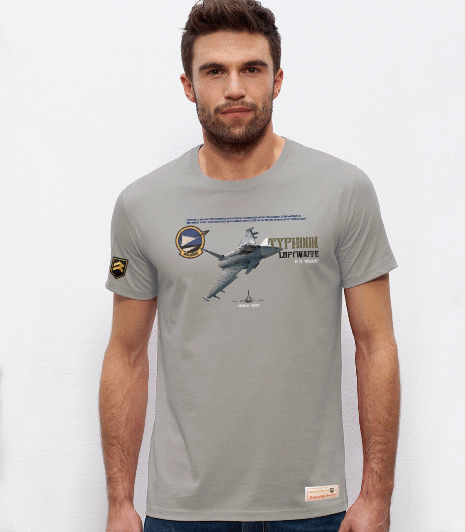 Camiseta PREMIUM JG 74 Eurofighter Typhoon gris - Merchandising Luftwaffe calidad premium OCS
