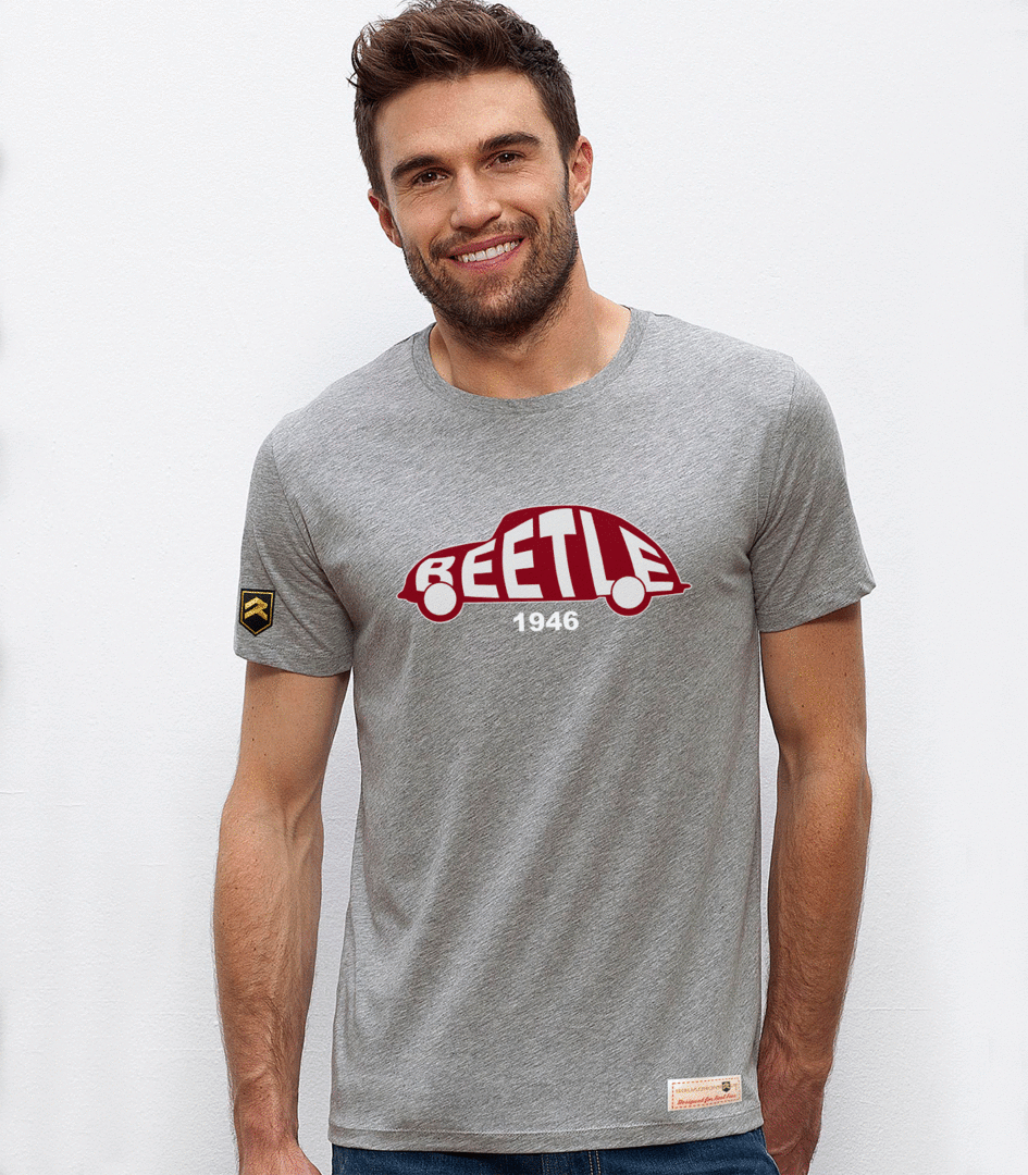 Camiseta Beetle 1946 Silhouette color gris vigore - Diseño coche clásico vintage