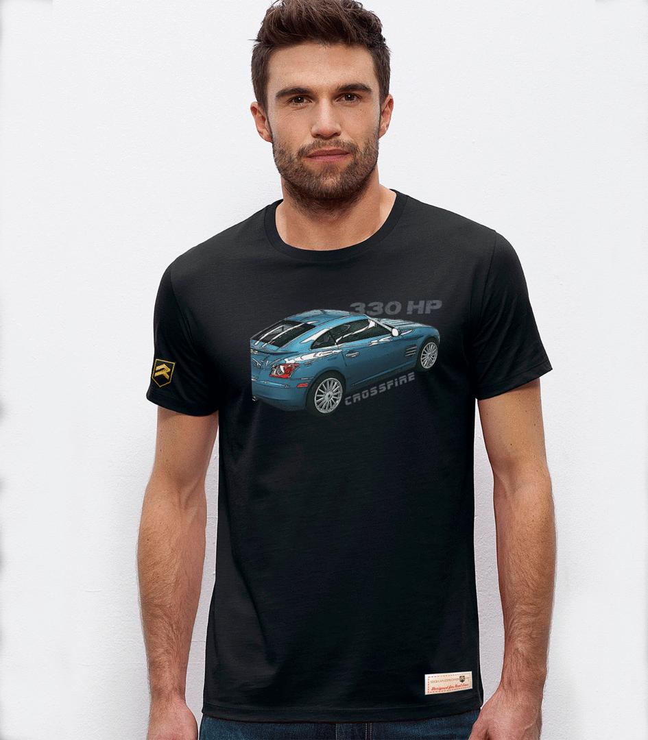 Camiseta Chrysler Crossfire color negro - Diseño deportivo americano exclusivo