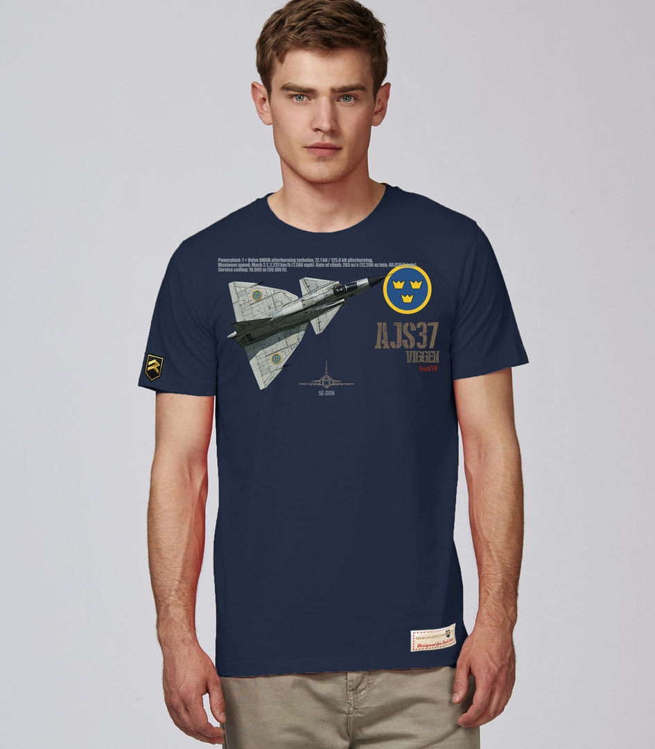 Camiseta SAAB AJS 37 Viggen Swedish Air Force Premium - Color Navy Blue