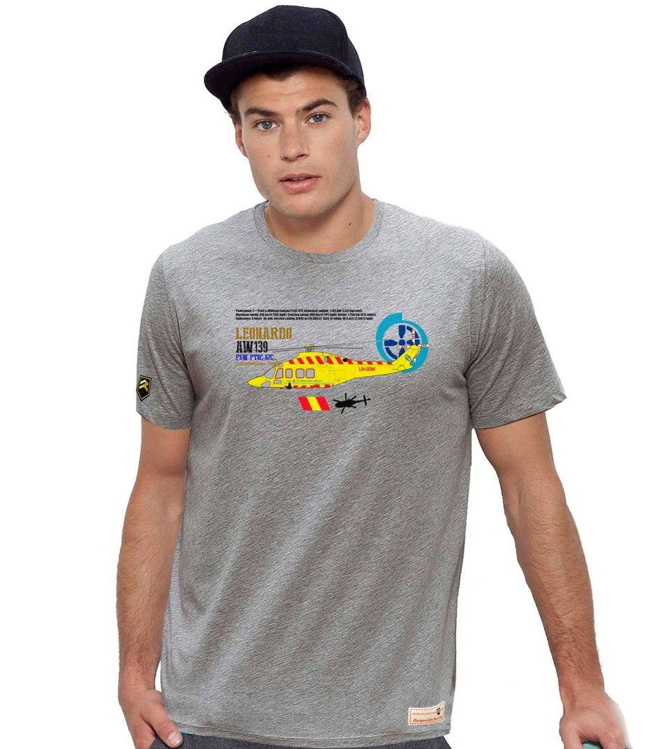 Camiseta AW-139 Luftambulansetjenesten Tromsø gris jaspeado - Ambulancia aérea rescate ártico