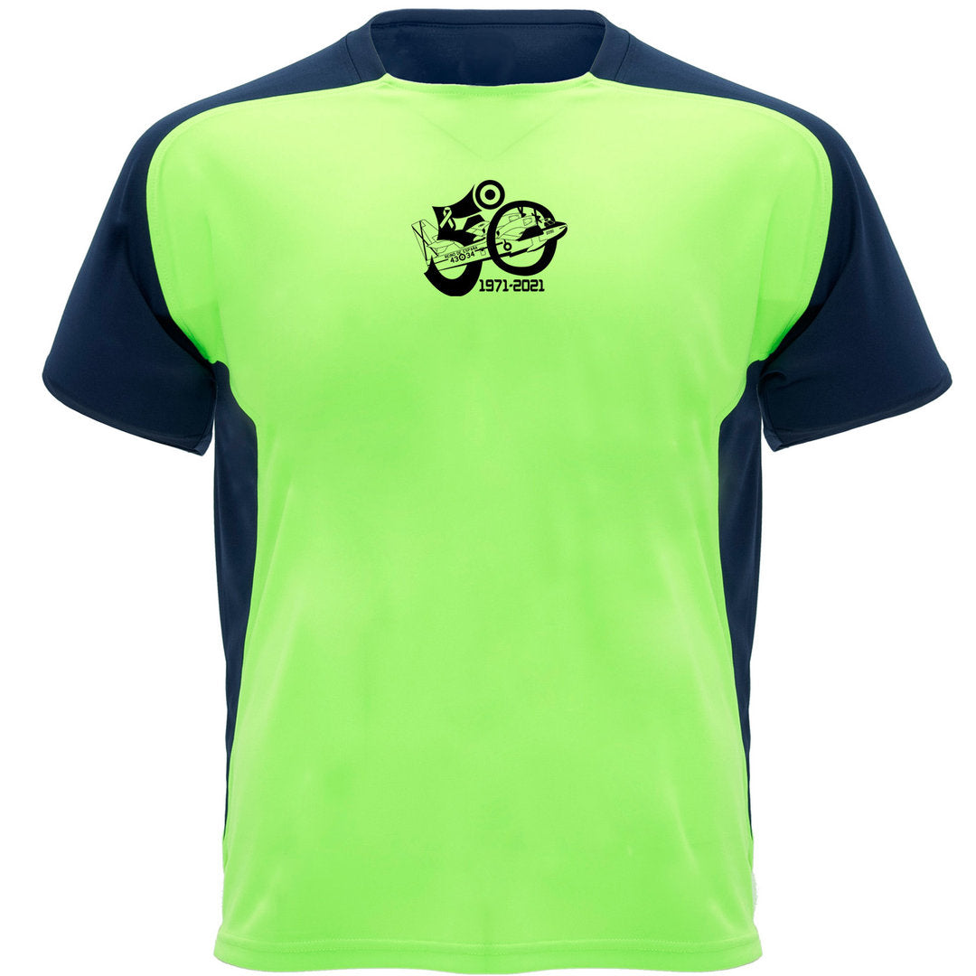 Camiseta técnica verde fluor 43 Grupo - diseño 50 aniversario transporte aéreo