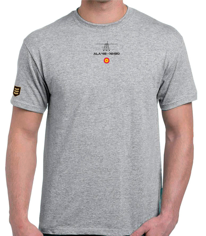 Camiseta militar Ala 48 803 Escuadrón NH90 medallón - Color gris vigore vista frontal