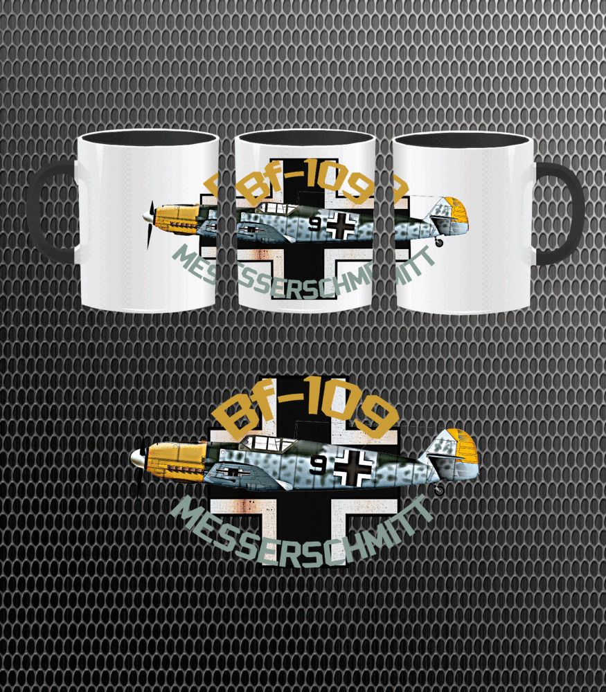 Taza cerámica Messerschmitt Bf 109E Emil Luftwaffe WWII aviación alemana 330ml