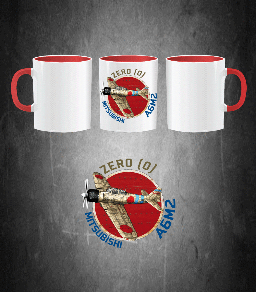 Taza cerámica Mitsubishi A6M2 Zero aviación japonesa WWII Pacífico 330ml