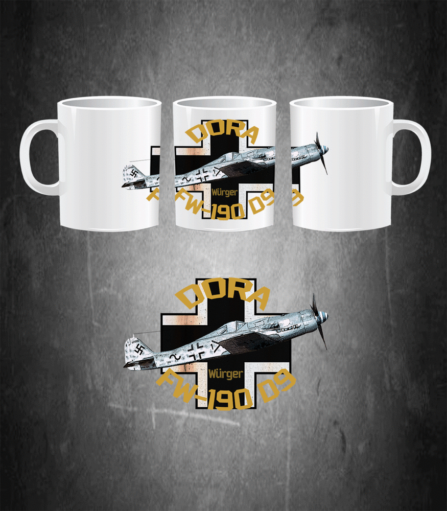 Taza cerámica Focke-Wulf FW-190 Dora Luftwaffe WWII 330ml