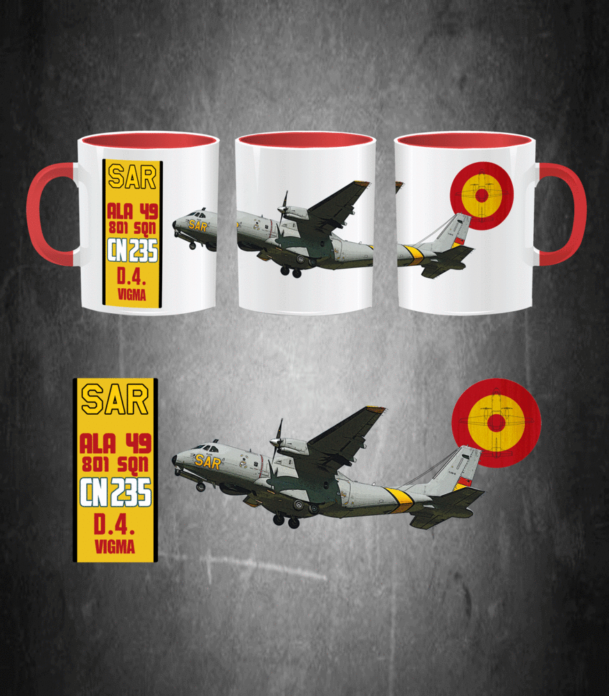 Taza cerámica VIGMA Ala 49 Ejército del Aire Base Aérea Gando mantenimiento aéreo 330ml