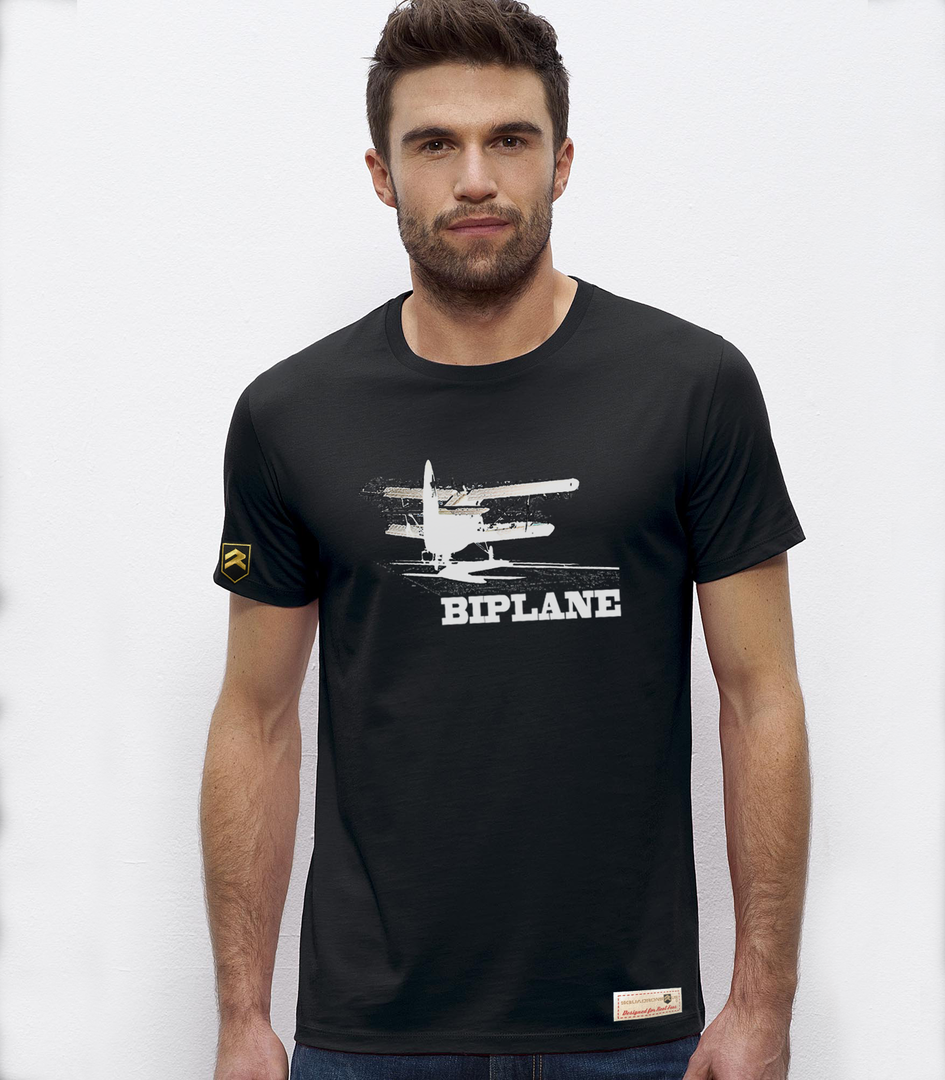 Camiseta Premium BIPLANE Colección COLO - Color Negro | Escuadrones
