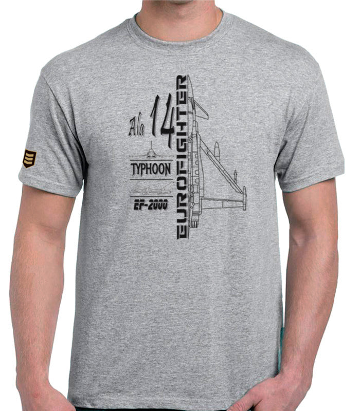 Camiseta Ala 14 Eurofighter Typhoon profile - Color gris vista frontal